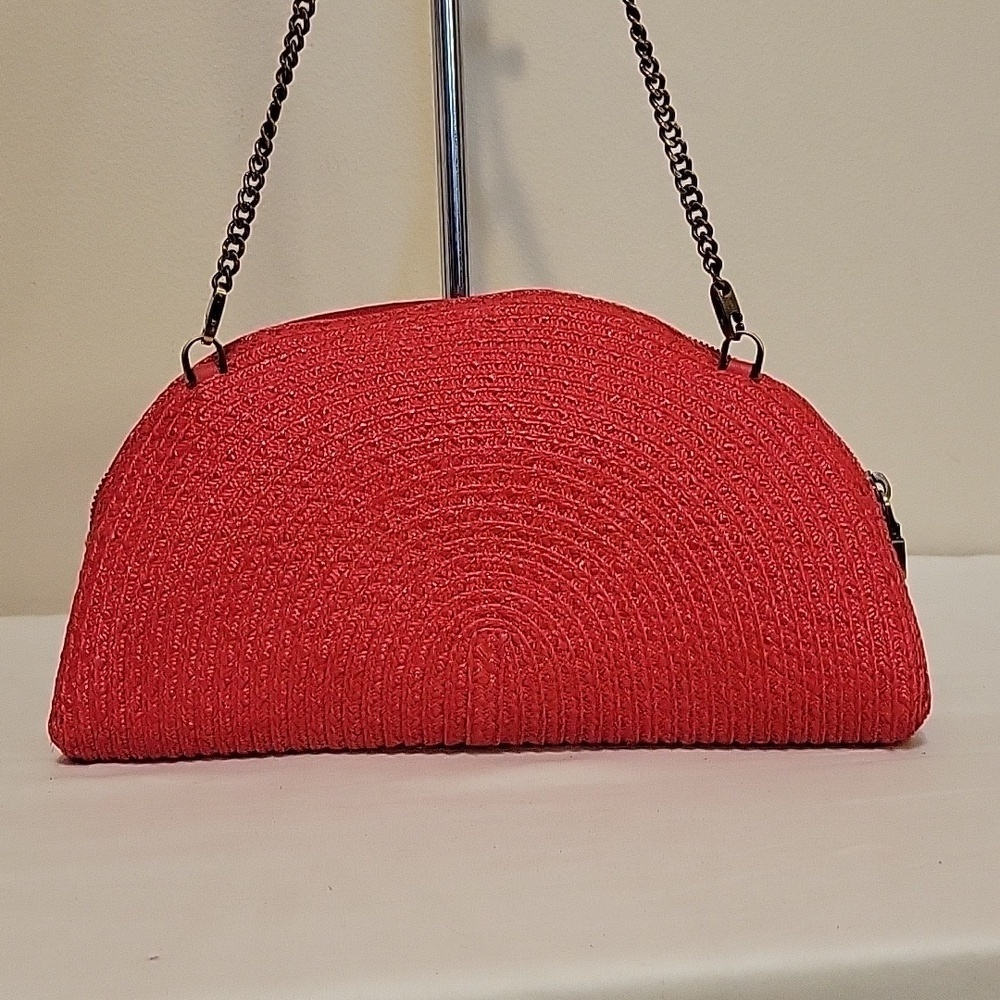 Eric Javits Red Straw Beaded Shoulder Bag - Picture 4 of 11